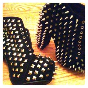 Unique spiked ankle boots